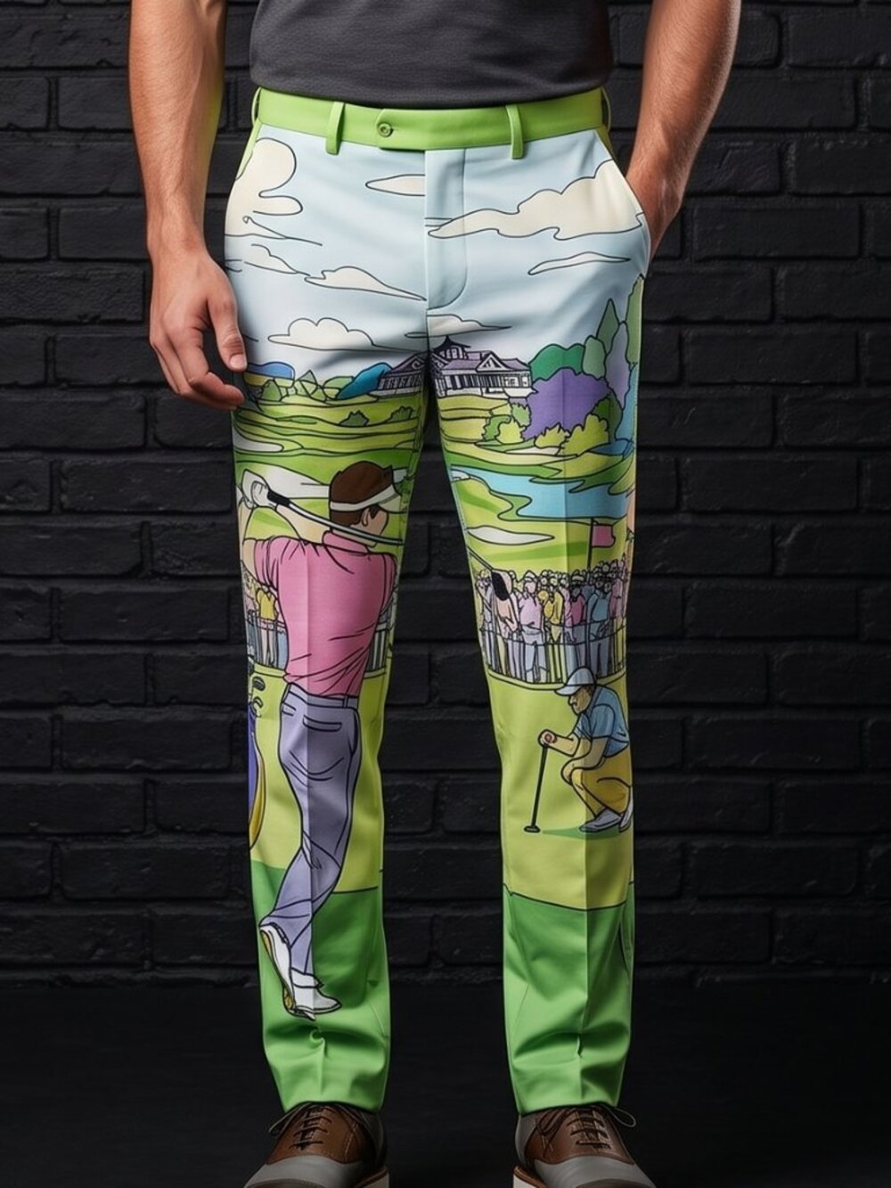 Conceptual Subculture Mens Golf Pants Golfing Size 40 Loud Country Club Green